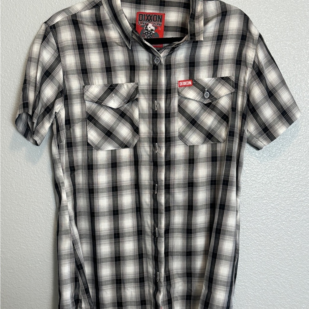 Dixxon Men's Black and White Plaid Shirt